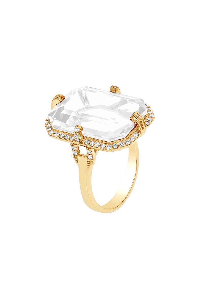 Gossip Emerald Cut Ring, Main, color, WHITE