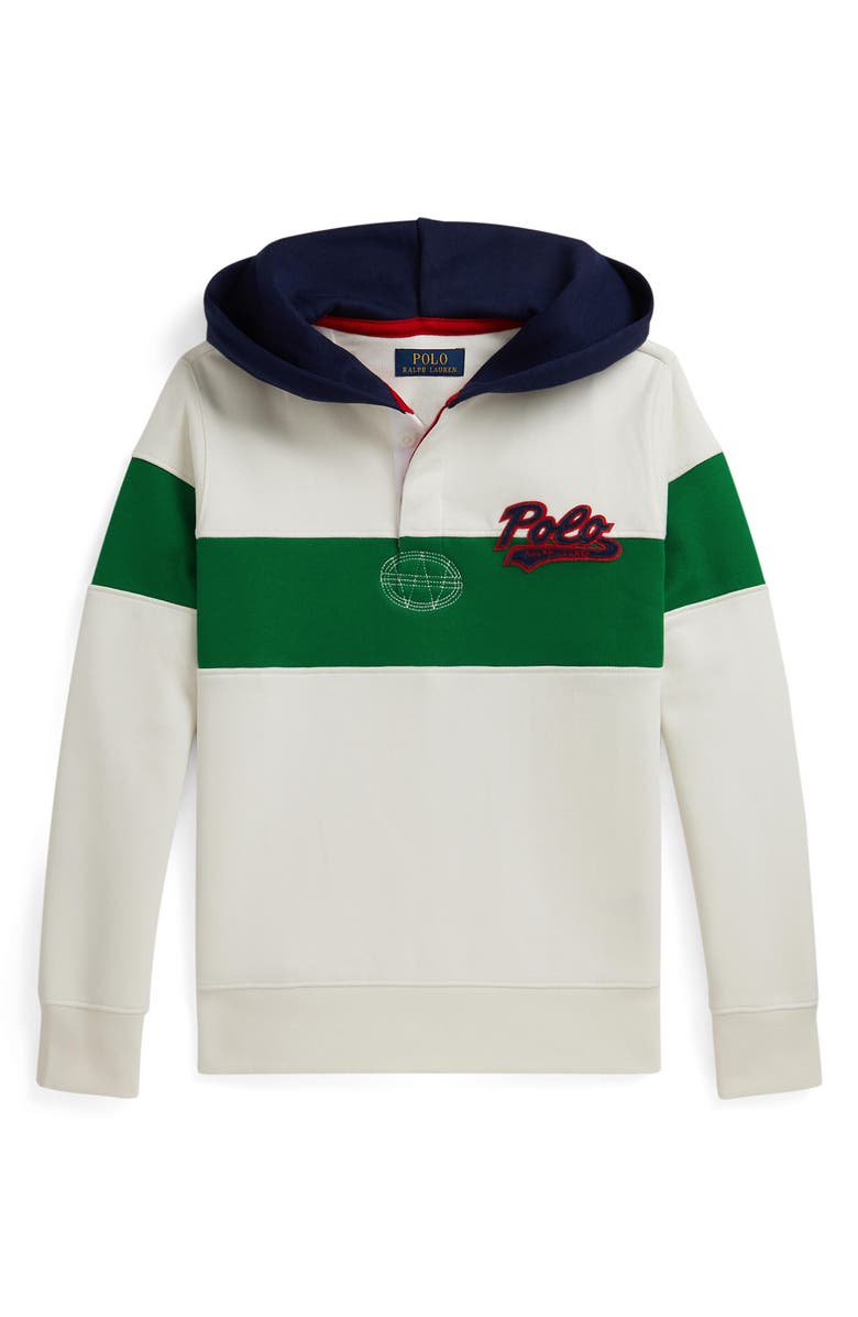 Polo Ralph Lauren Kids' Colorblock Hooded Rugby Shirt, Main, color, Nevis Multi
