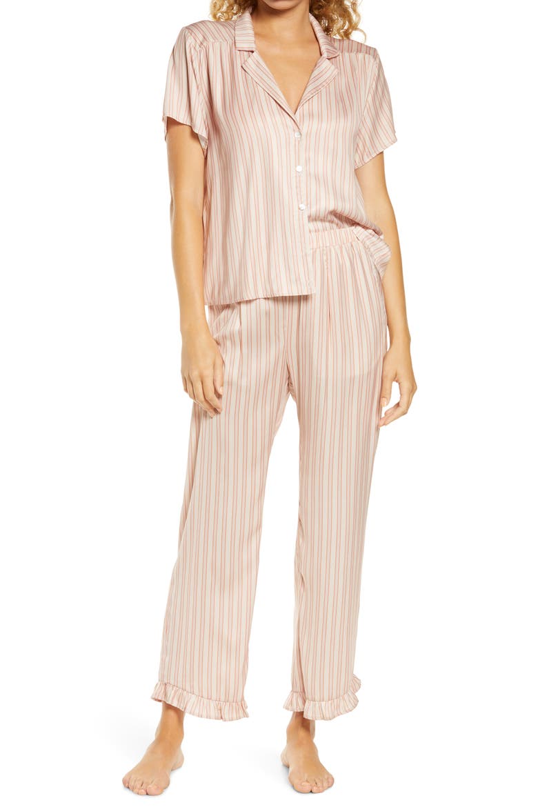 Stripe Crop Pajamas, Main, color, TAUPE