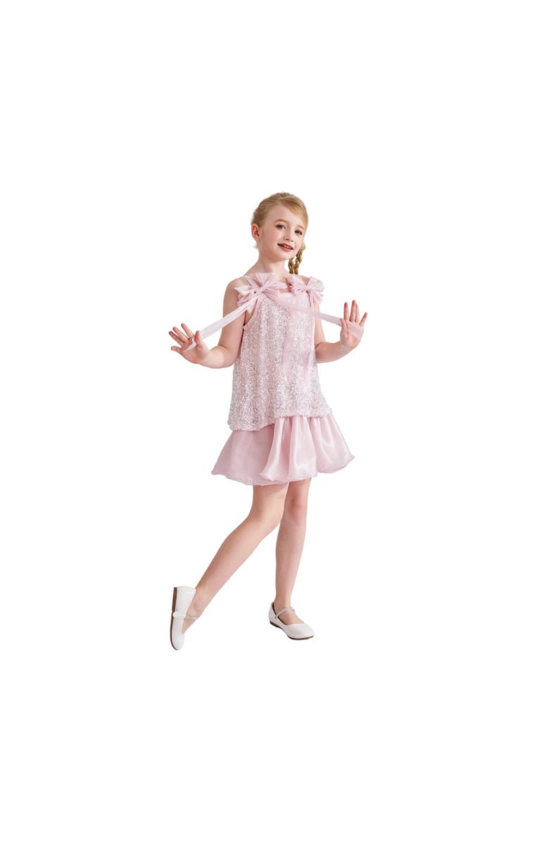 Tulleen Aurielle Beaded Bow Dress, Alternate, color, Pink