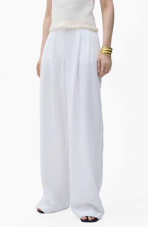 Tie Belt Wide Leg Pants