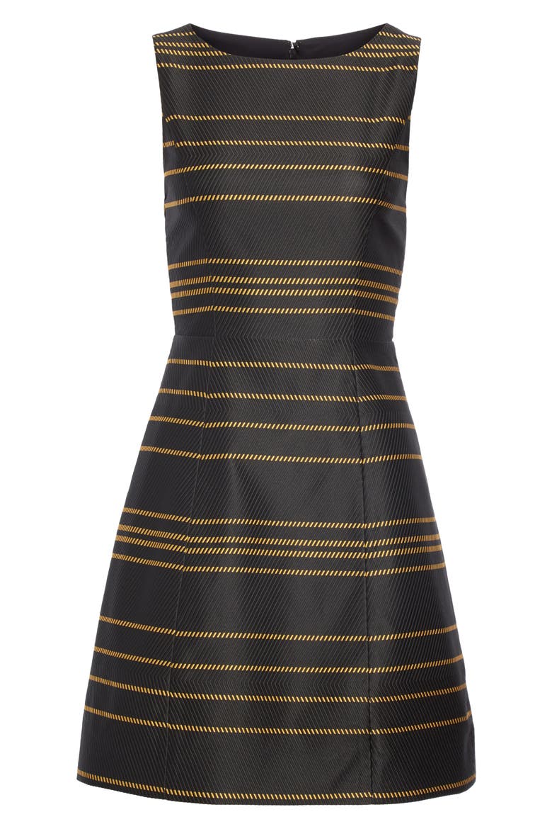 Lindsey Structured A-Line Dress, Alternate, color, BLACK / YELLOW