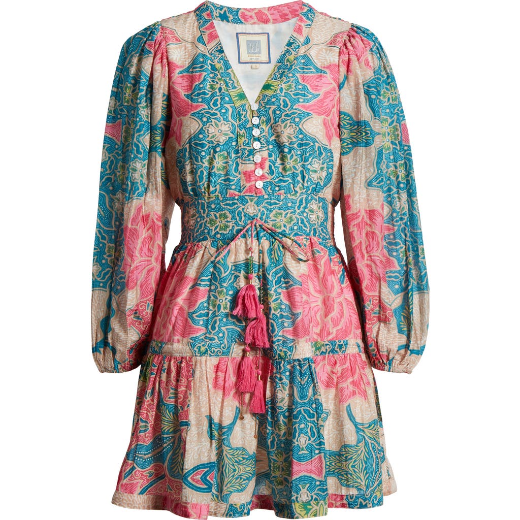 Alicia Bell Clover Cotton & Silk Voile Cover-up Minidress In Beige Pink Floral