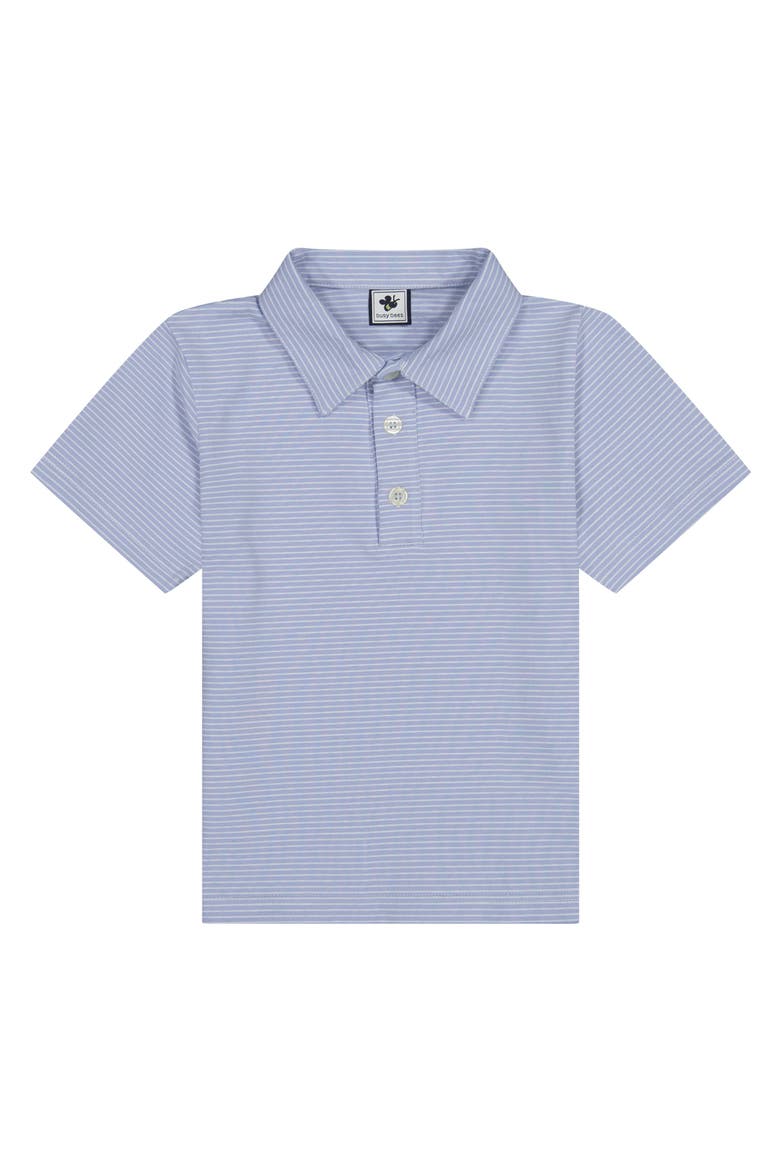 Boys Short Sleeve Polo Cornflower Blue Mini Stripe, Main, color, Blue Mini Stripe