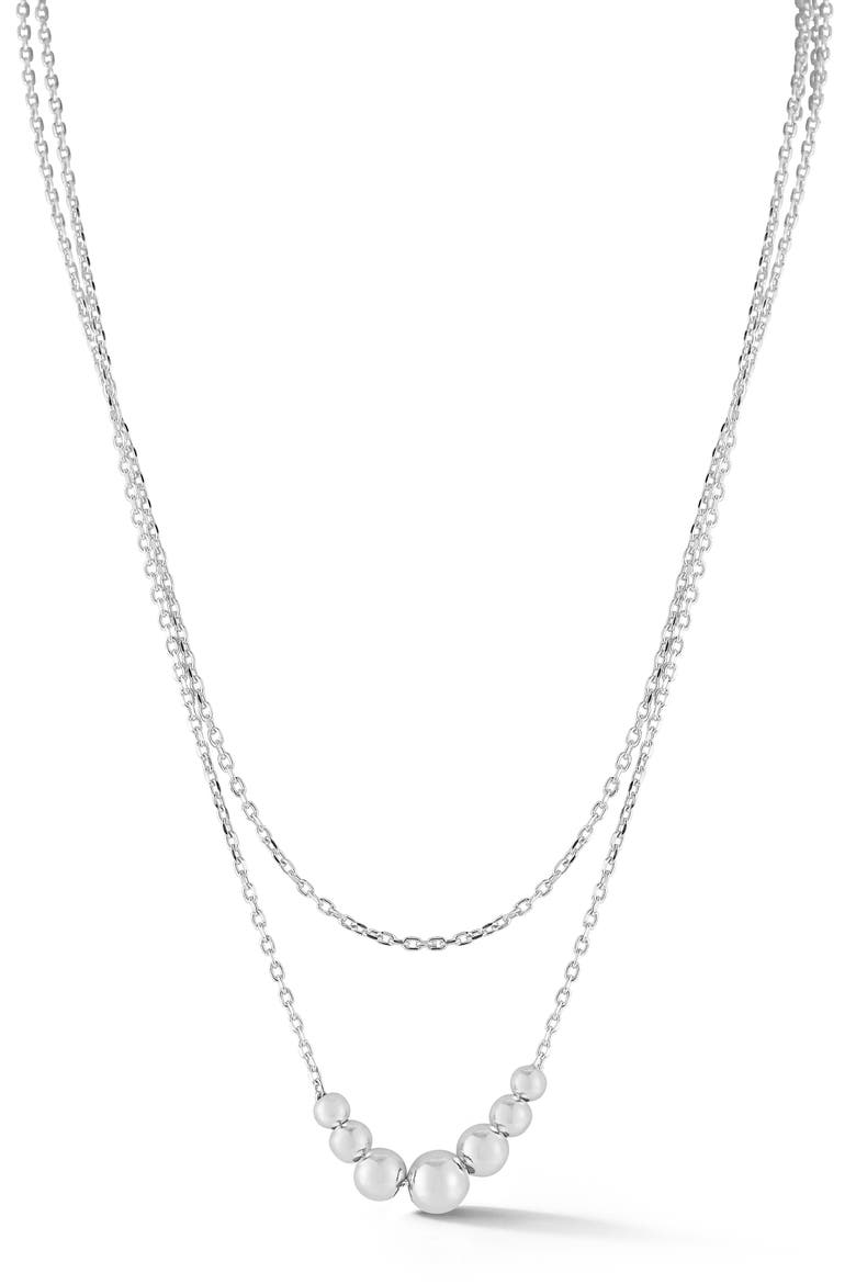 Sterling Silver Double Layer Necklace, Main, color, SILVER
