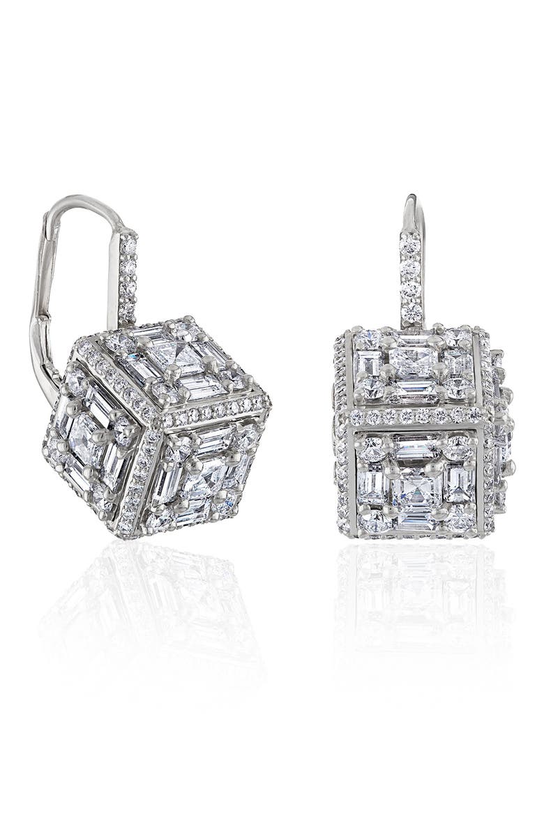 Clarity 3D Mega Halo Diamond Drop Earrings, Alternate, color, 18K WHITE GOLD