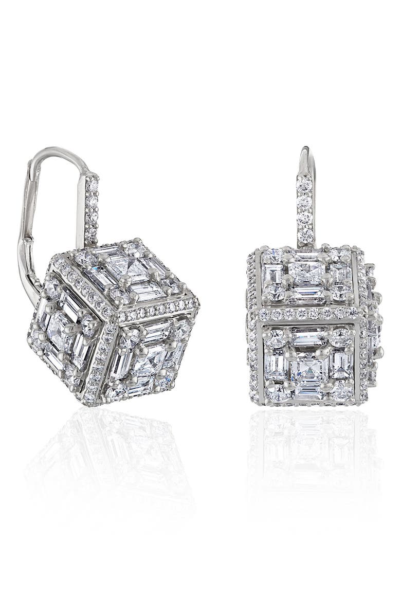 Mindi Mond Clarity 3D Mega Halo Diamond Drop Earrings, Alternate, color, 18K White Gold