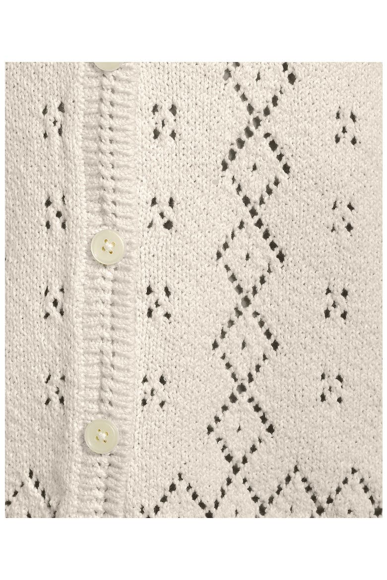Plus Size Pointelle Crew Neck Cardigan Sweater, Alternate, color, Ivory Latte