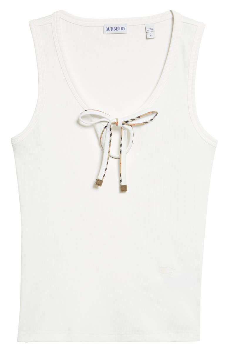 Burberry Tierra Rib Tie Neck Tank, Main, color, Chalk