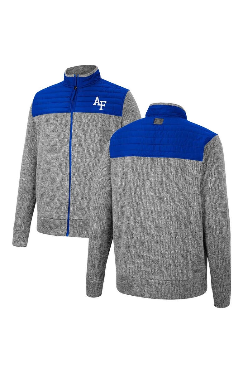 COLOSSEUM Men's Colosseum Gray/Royal Air Force Falcons Putter Herringbone Full-Zip Jacket, Main, color, Gray