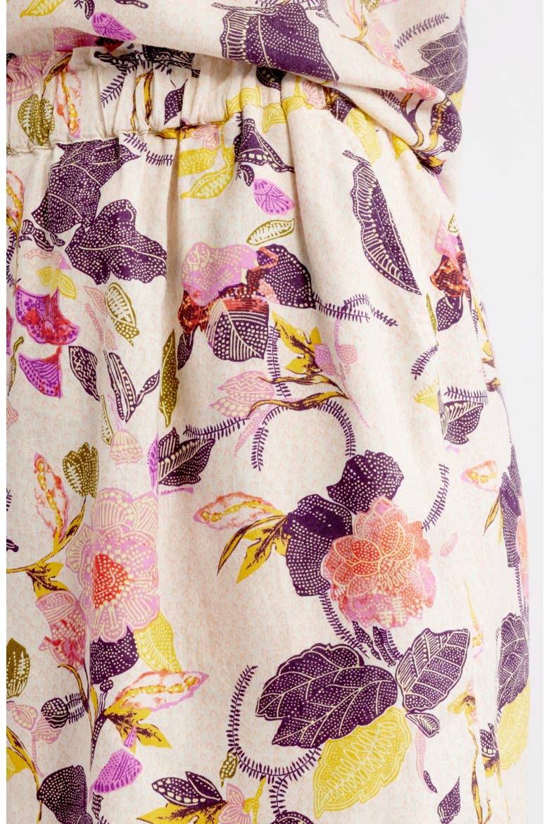 Print Linen Blend Shorts, Alternate, color, IVORY- PURPLE JACOBEAN BLOOM