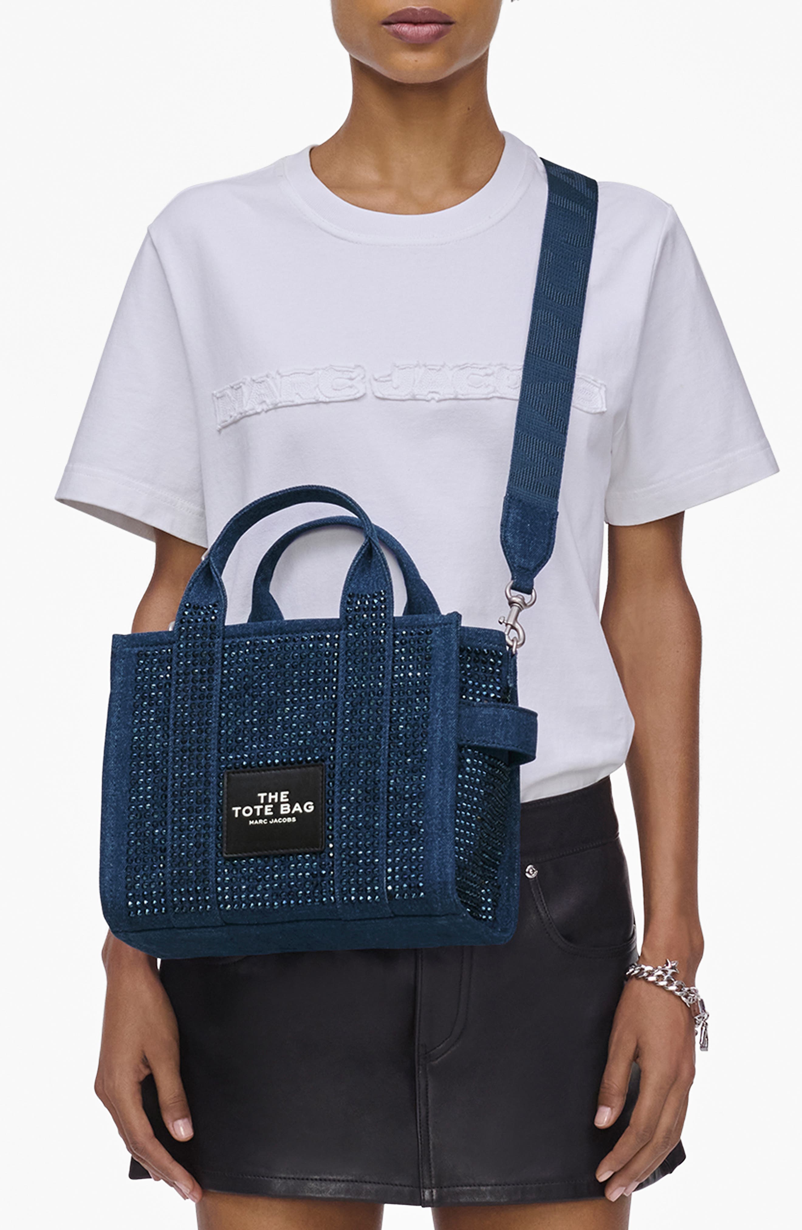 Marc Jacobs The Crystal Denim Small Tote Bag, Alternate, color, 