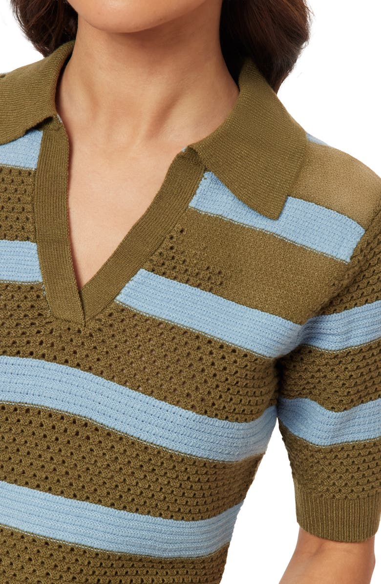 Scotch & Soda Pointelle Peplum Sweater, Alternate, color, Green Moss/ Cerulean