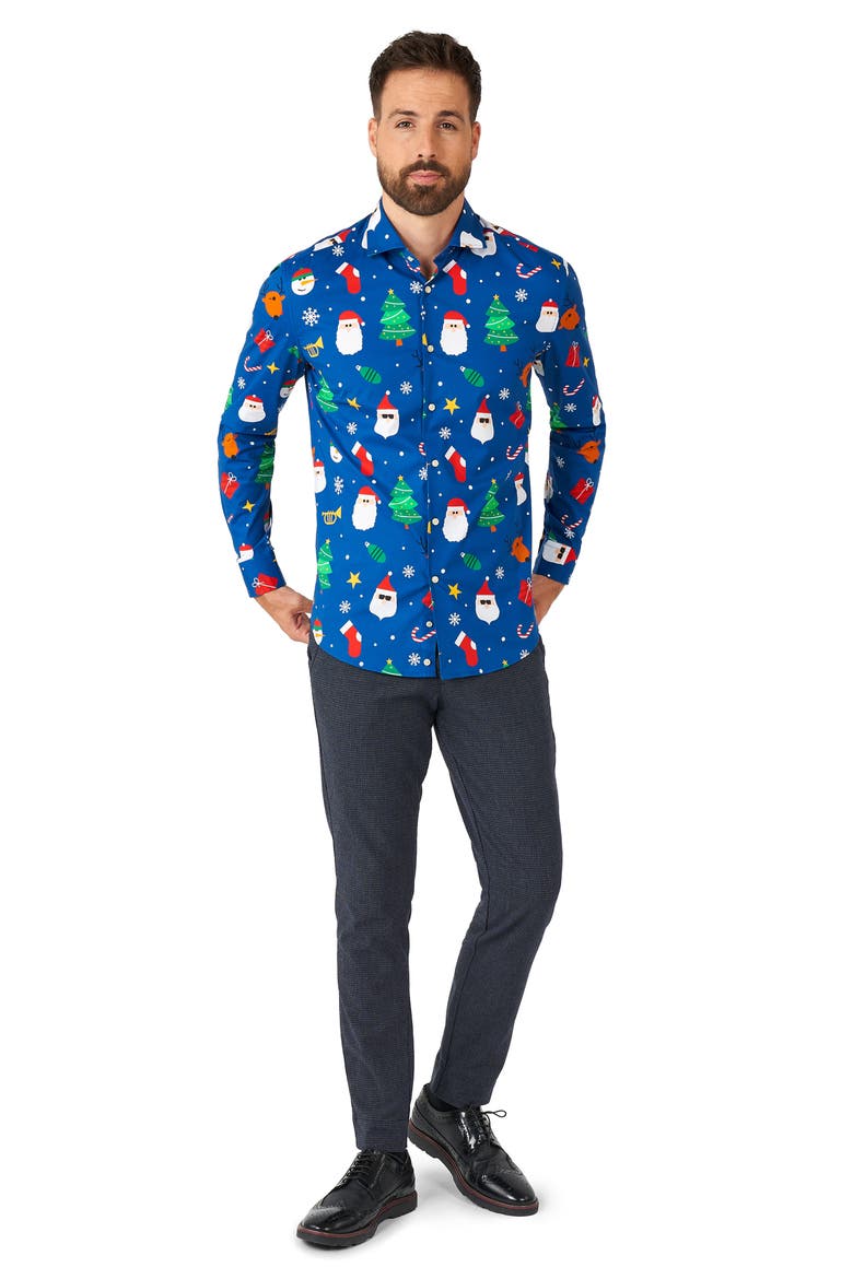 Festivity Button-Up Shirt, Alternate, color, BLUE