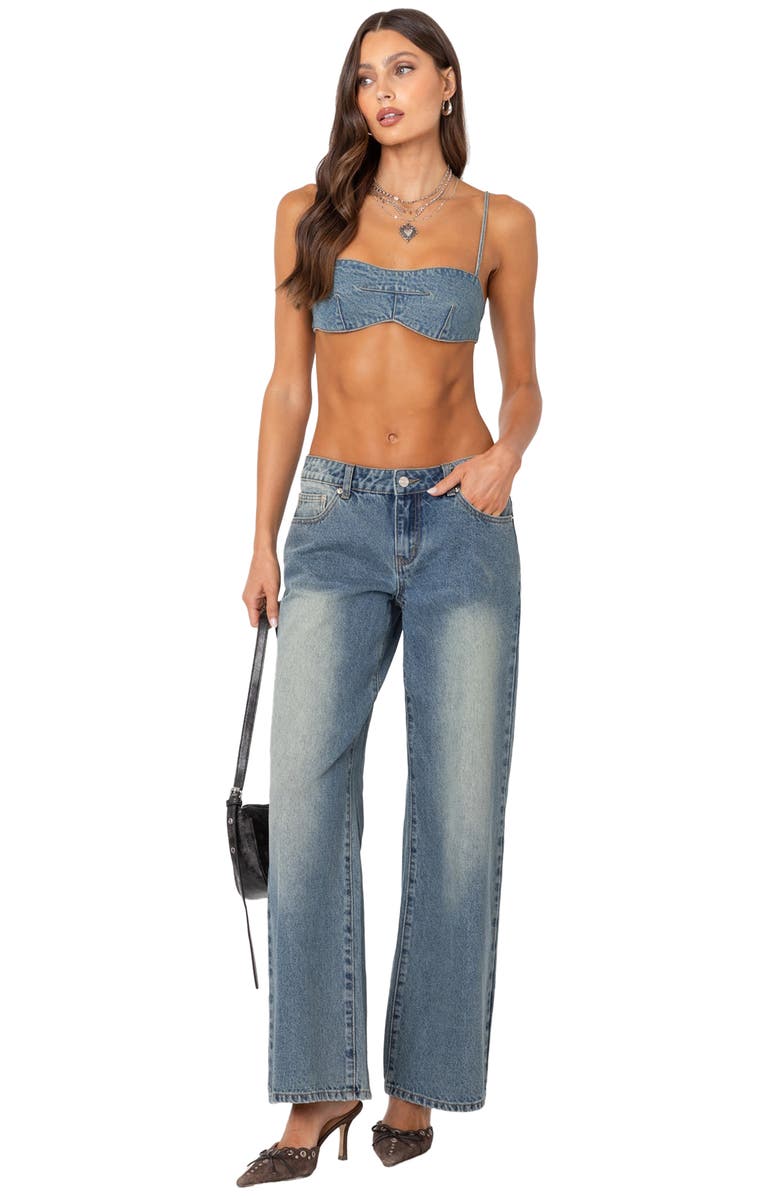 EDIKTED Brandy Denim Bralette, Alternate, color, Blue-Washed