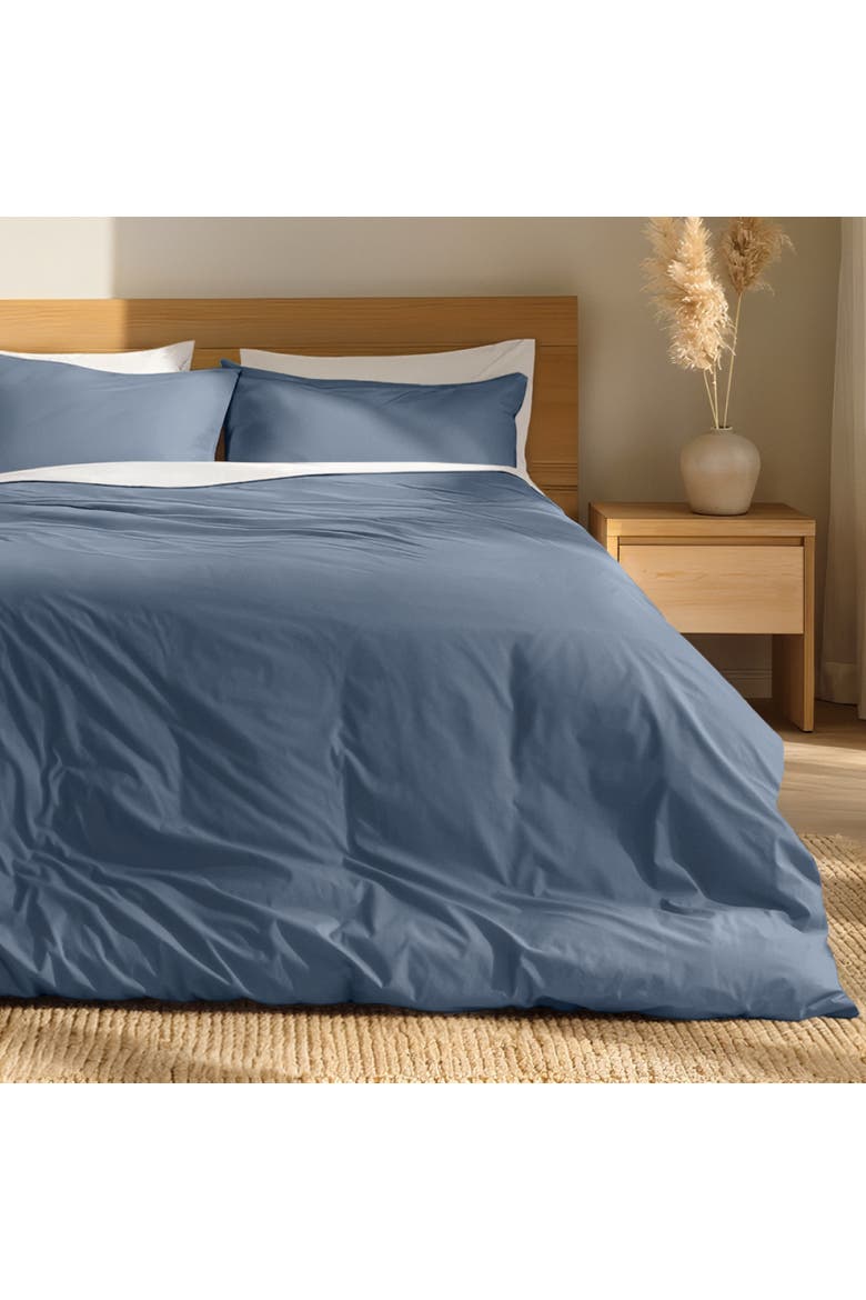100% Organic Cotton Percale Duvet Cover and Sham Set, Alternate, color, Bering Sea