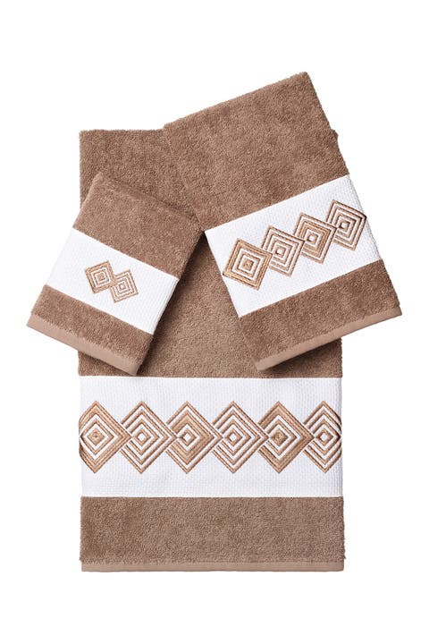 Noah 3-Piece Embellished Towel Set - Latte