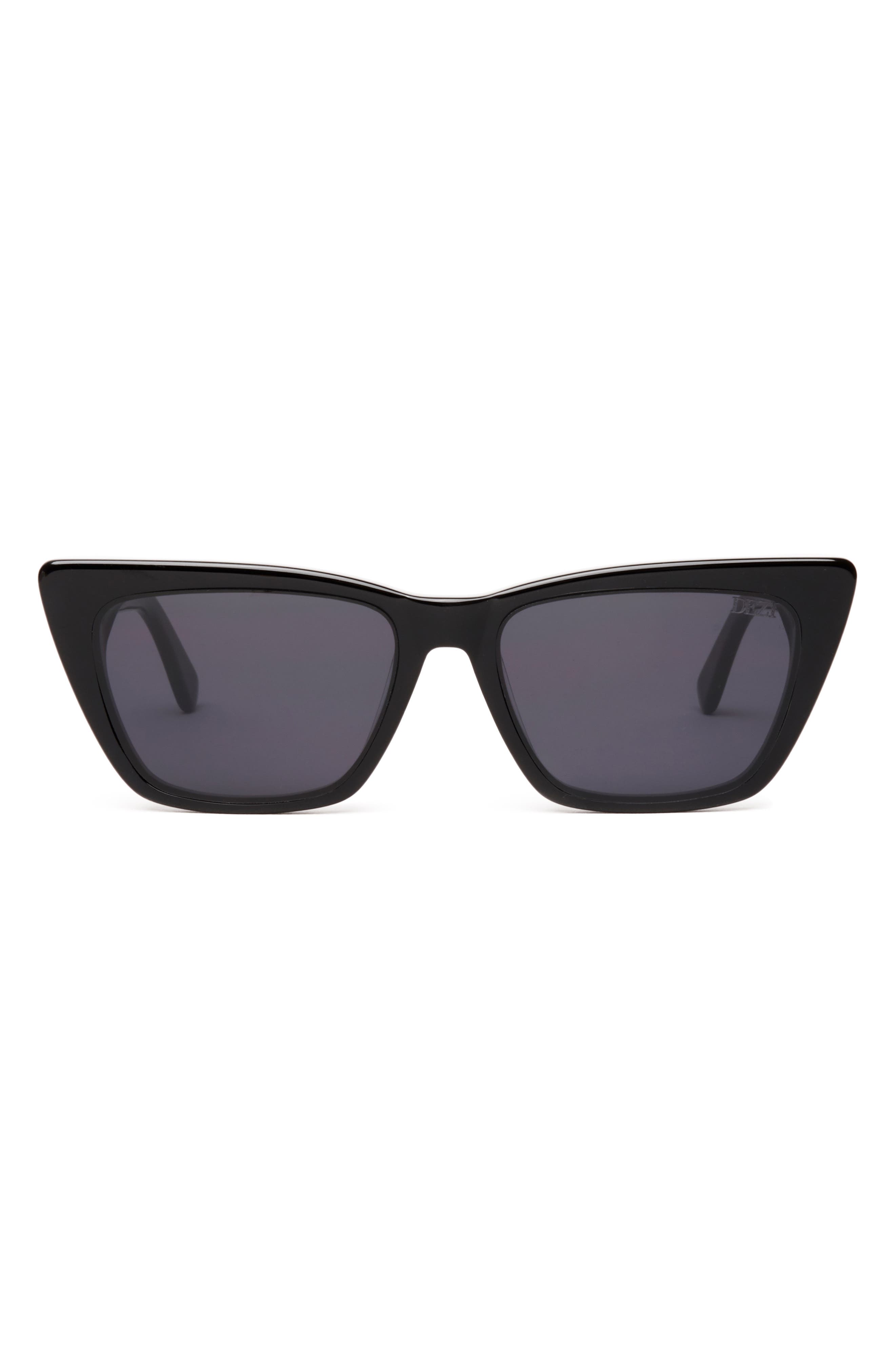 DEZI Gato 55mm Cat Eye Sunglasses in Black /Dark Smoke 
