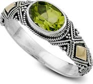 SAMUEL B. 18K Gold & Sterling Silver Peridot Oval Ring