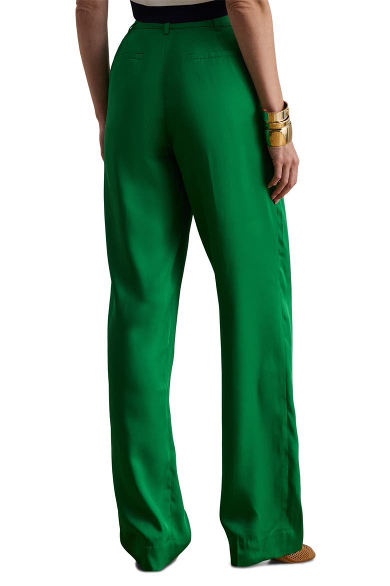 Luxe Twill Pleated Pants, Alternate, color, STEM GREEN