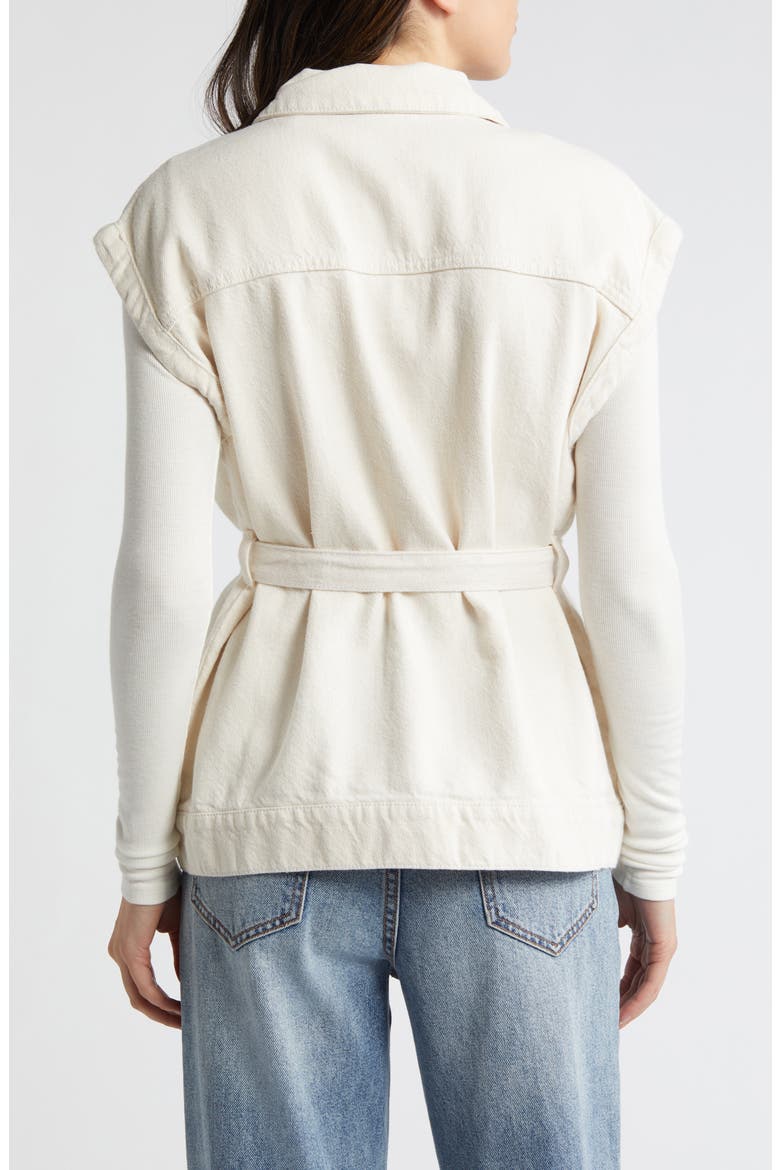 Olanda Cargo Belted Denim Vest, Alternate, color, ECRU