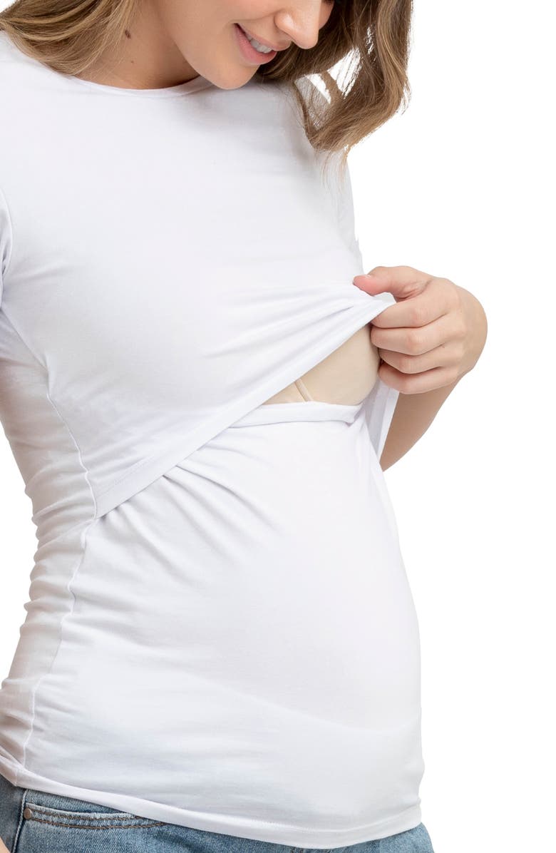 Ripe Maternity Stretch Organic Cotton Maternity/Nursing T-Shirt, Alternate, color, White