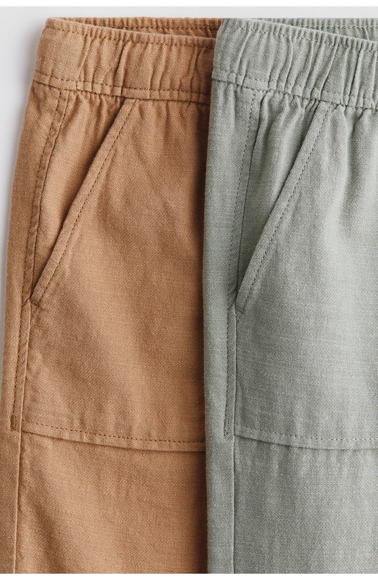 H&M 2-pack Cotton Drawstring Trousers, Alternate, color, Gray/Dark Beige