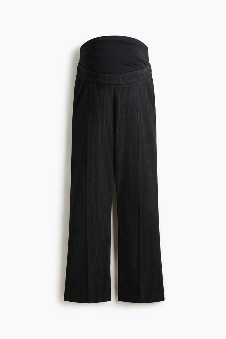 Mama Bootcut Pants, Alternate, color, Dark gray melange/pinstriped