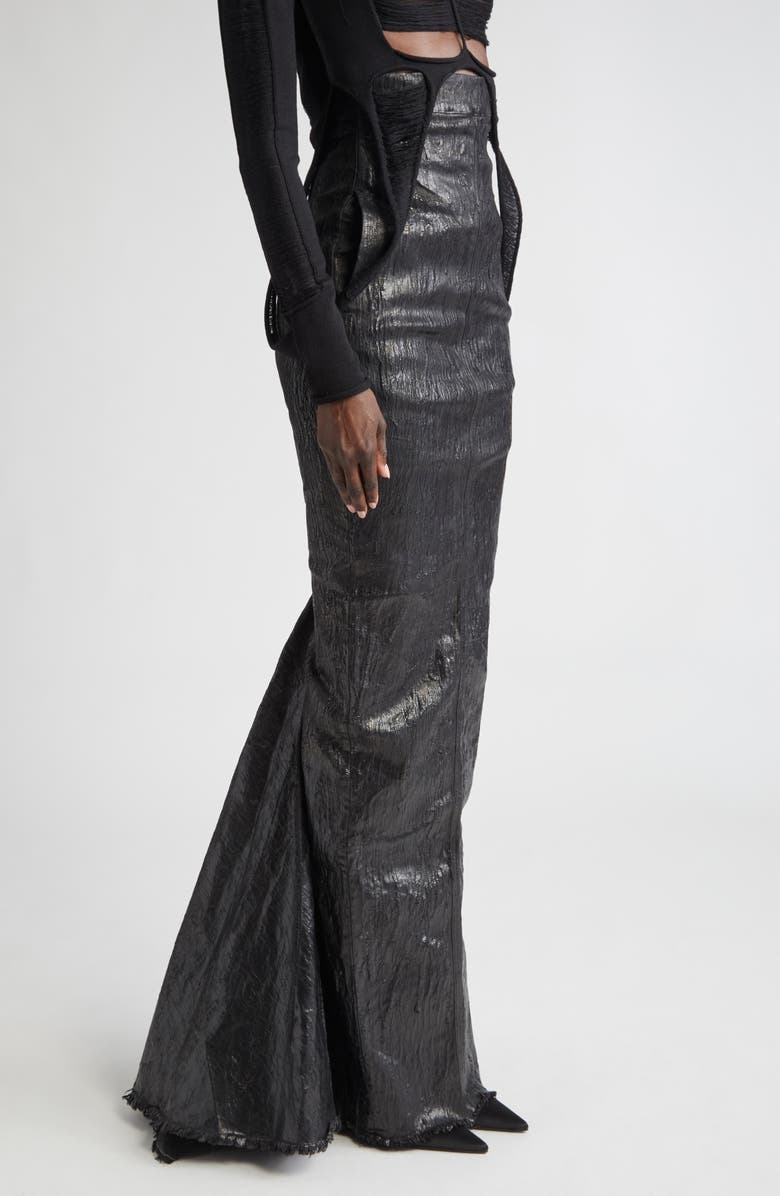 Rick Owens Gonna in Lido Coated Metallic Denim Skirt, Alternate, color, 