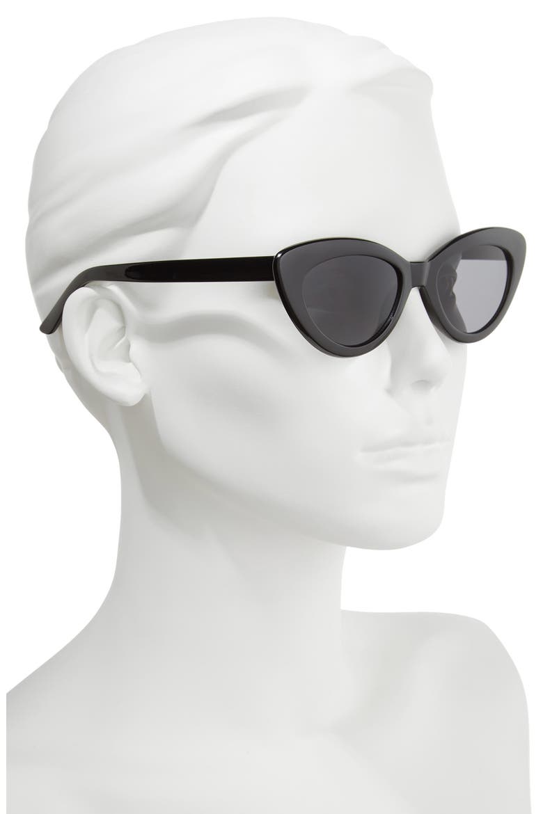 51mm Mini Cat Eye Sunglasses, Alternate, color, BLACK/ BLACK