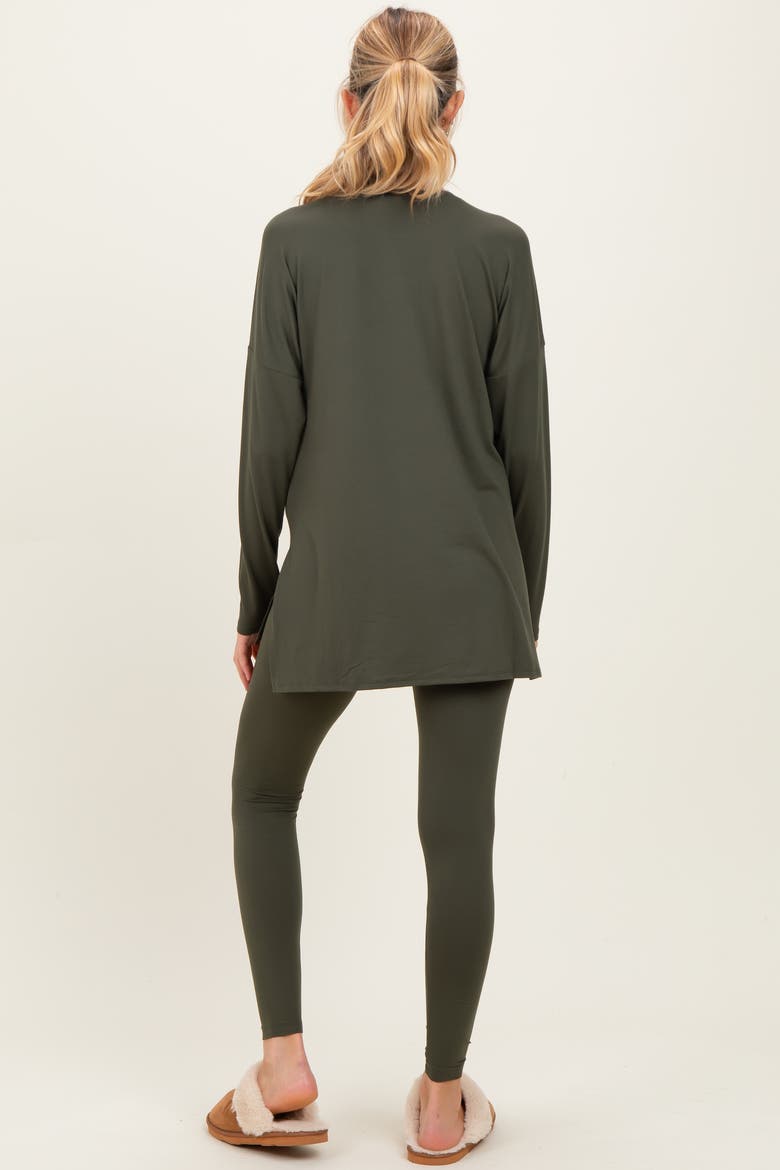 Brushed Knit Oversized Top and Legging Set, Alternate, color, Olive Green