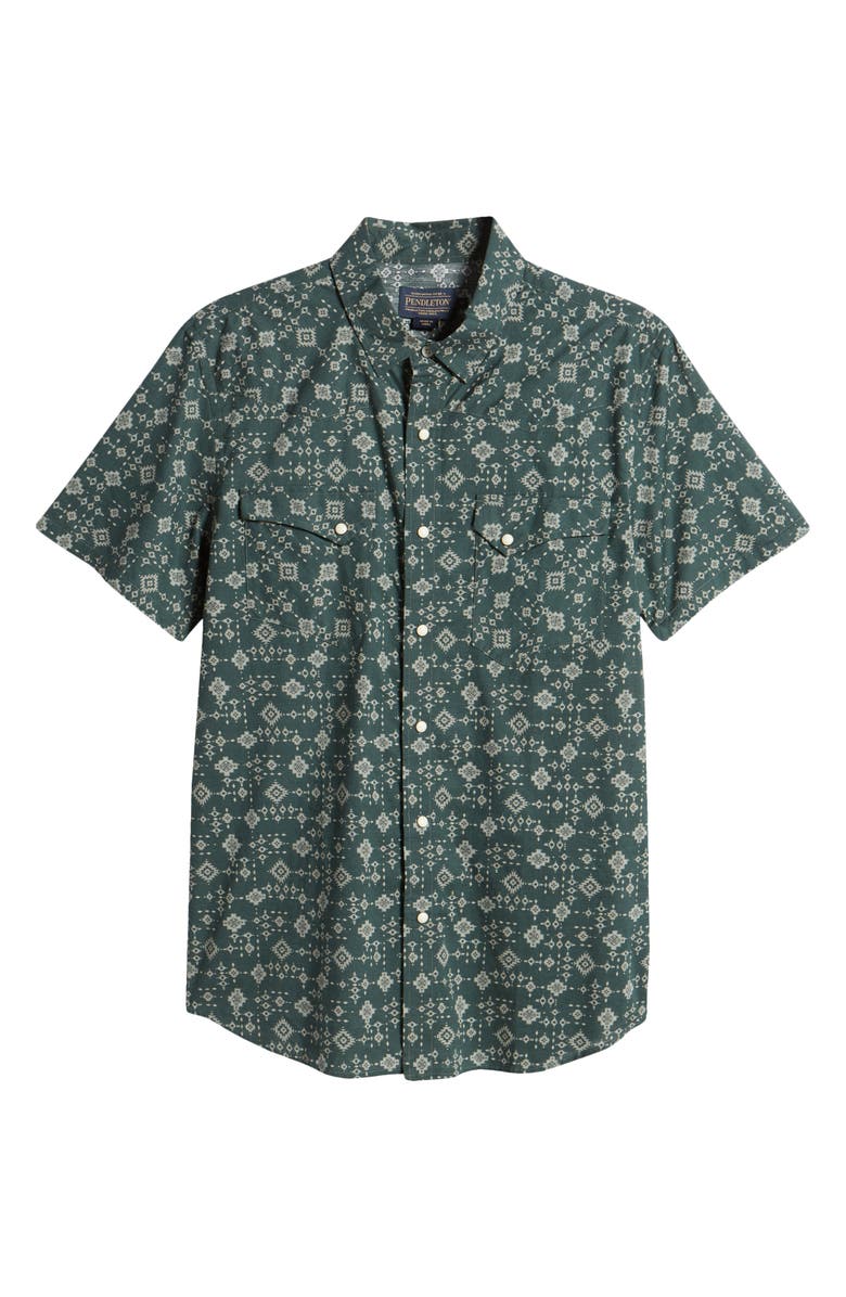 Pendleton Laramie Geo Print Short Sleeve Snap-Up Western Shirt, Alternate, color,