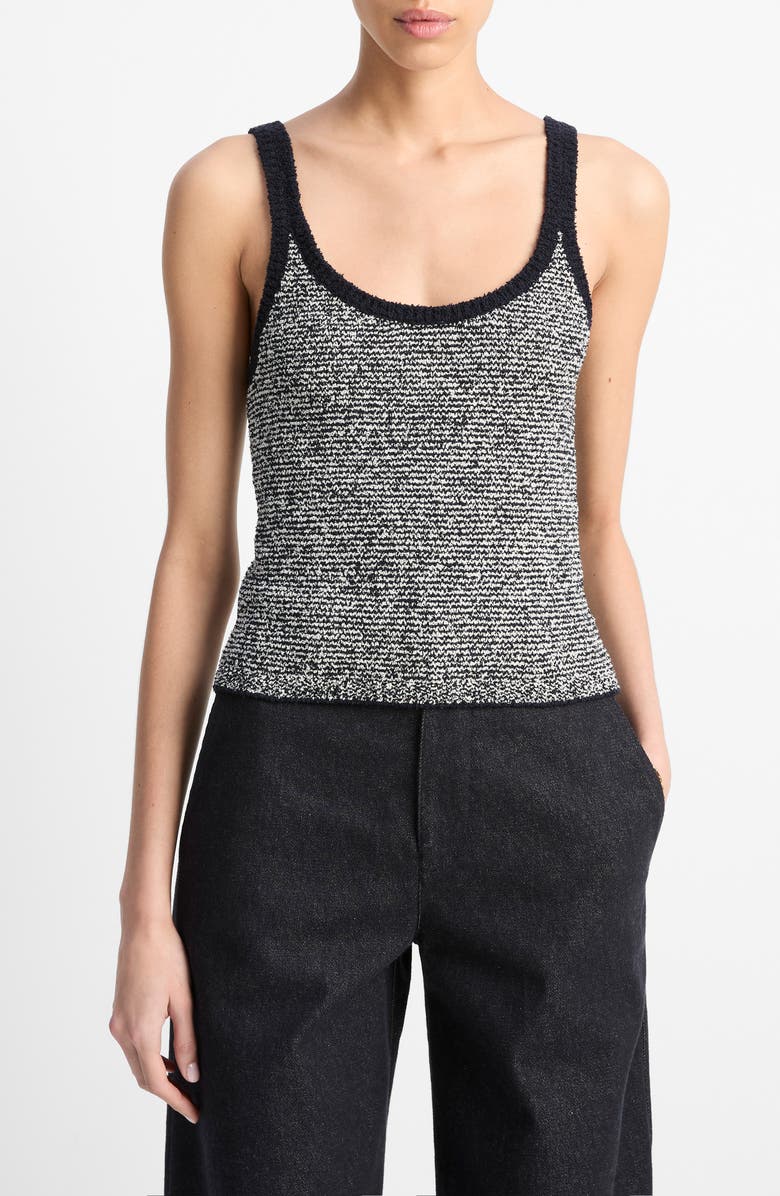 Vince Textured Microstripe Sweater, Main, color, Coastal/Oat Shell