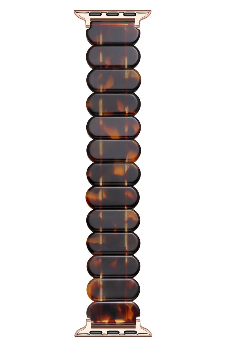 The Posh Tech Reese Resin Elastic Apple Watch<sup>®</sup> Watchband, Main, color, Chocolate Tortoise
