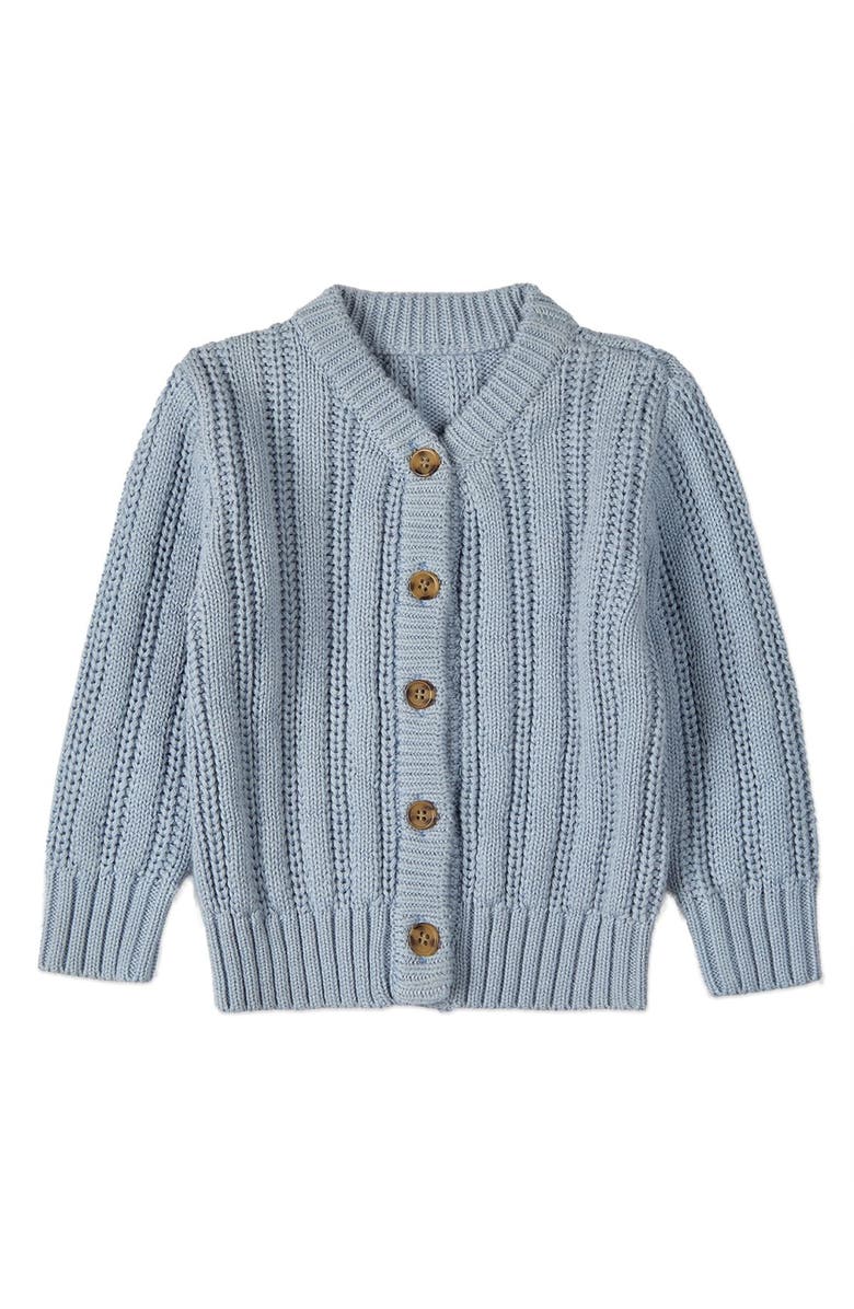 MiniMoi Oversized Cable-Knit Cardigan Sweater, Main, color, Blue