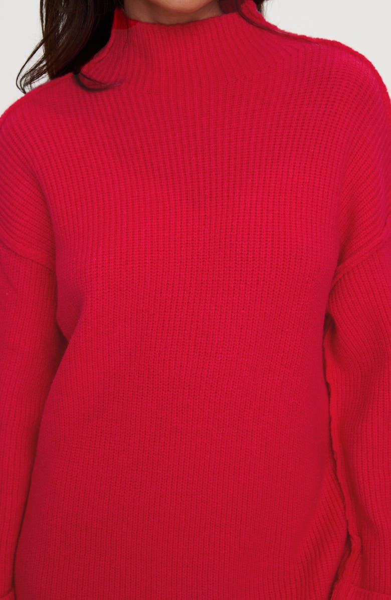 Princess Polly Weslie Long Sleeve Shift Sweater Dress, Alternate, color, Red