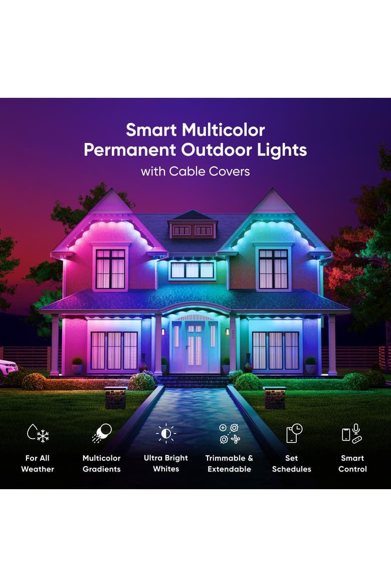 Matter Smart Multicolor Permanent Outdoor Lights Smarter Kit with Cable Covers 49ft, Alternate, color, Multicolor