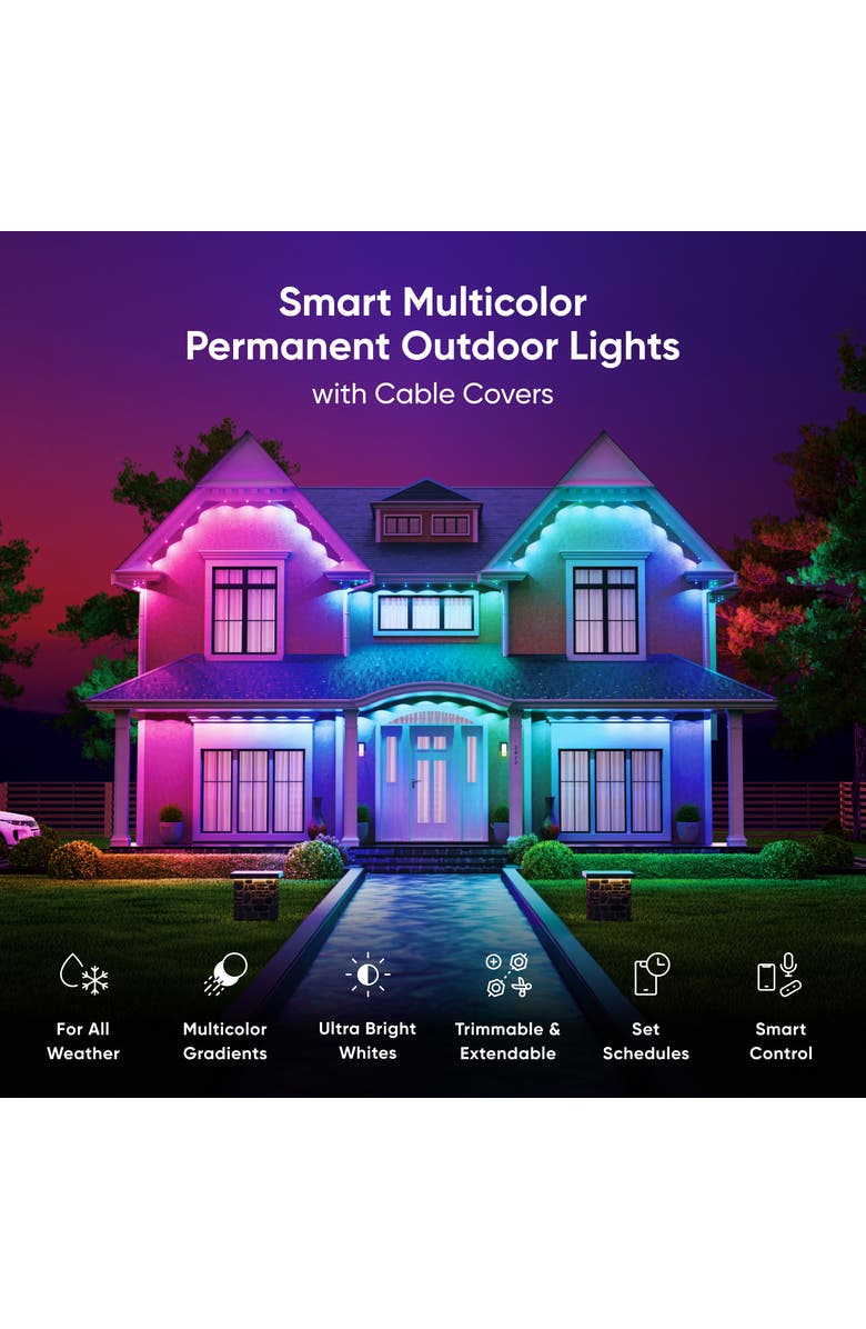Nanoleaf Matter Smart Multicolor Permanent Outdoor Lights Smarter Kit with Cable Covers 49ft, Alternate, color, Multicolor