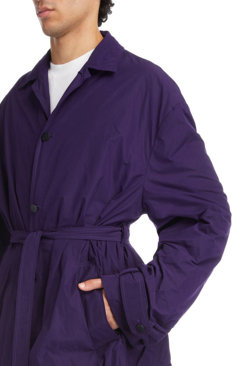 Acne Studios Ruched Satin Trench Coat, Alternate, color,