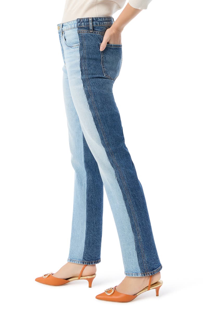 DO by Dee Ocleppo Athena Slouchy Pieced Two-Tone Straight Leg Jeans, Alternate, color, Aero Wash Combo