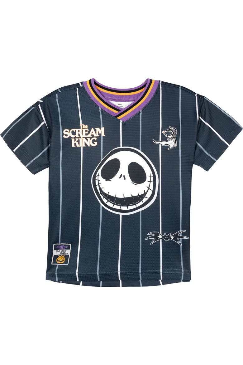 Nightmare Before Christmas Jack Skellington Short Sleeve Soccer Jersey, Main, color, Jack Skellington Black