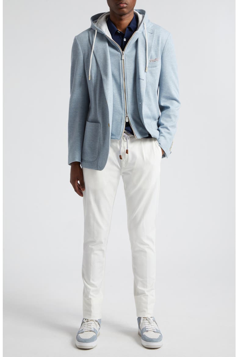 Cotton & Cashmere Twill Blazer with Removable Hooded Bib, Alternate, color, BABY BLUE