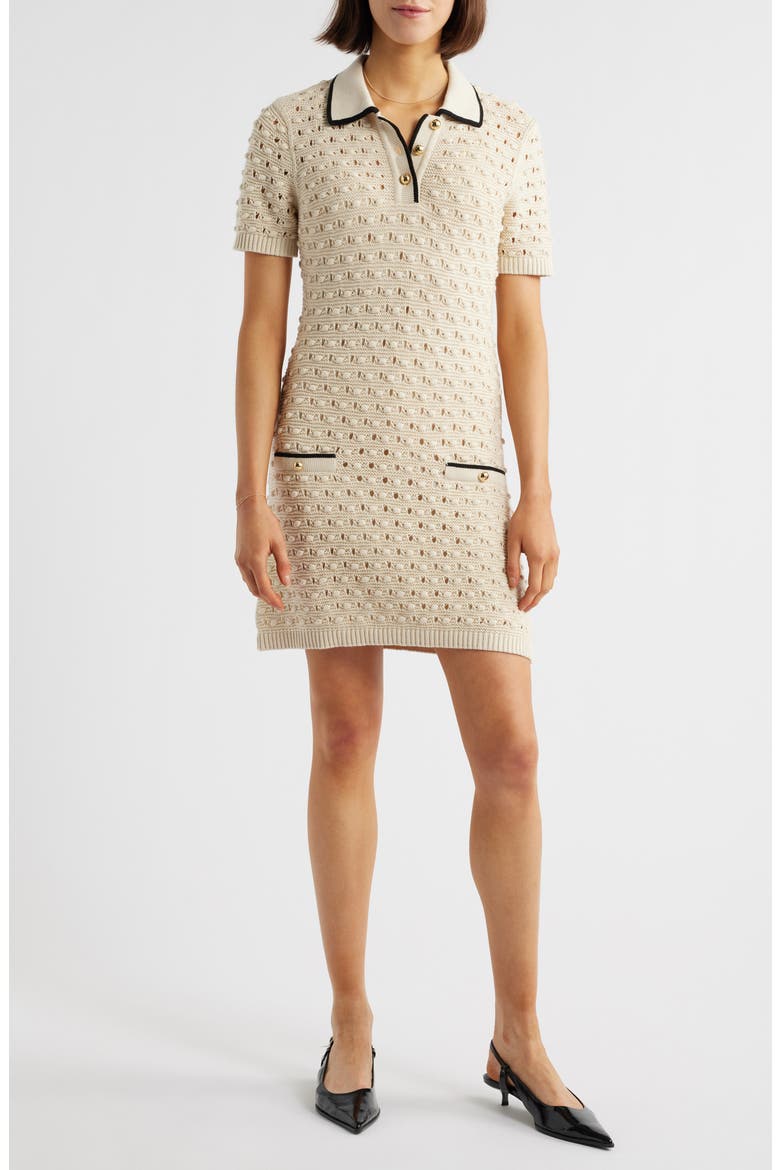 The Bauble Open Stitch Mini Sweater Dress, Main, color, CREAM