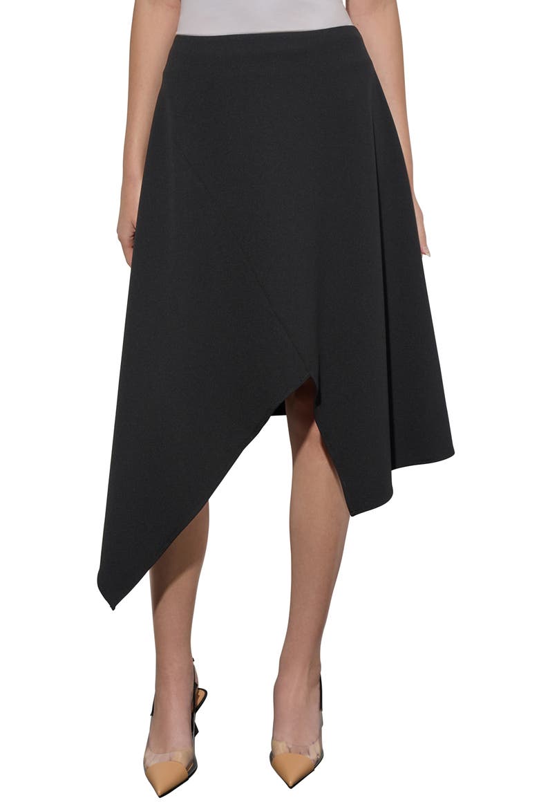 Deco Crepe Asymmetric Skirt, Main, color, BLACK