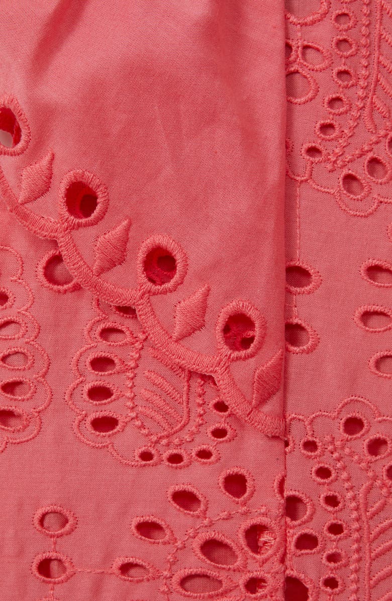 Reiss Kids' Lilly Jr. Eyelet Ruffle Sleeve Cotton Dress, Alternate, color, Pink