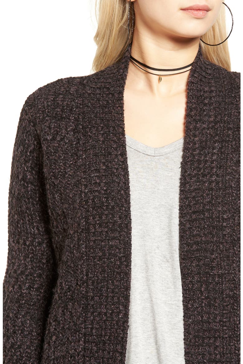 Marled Knit Open Cardigan, Alternate, color, BLACK COMBO