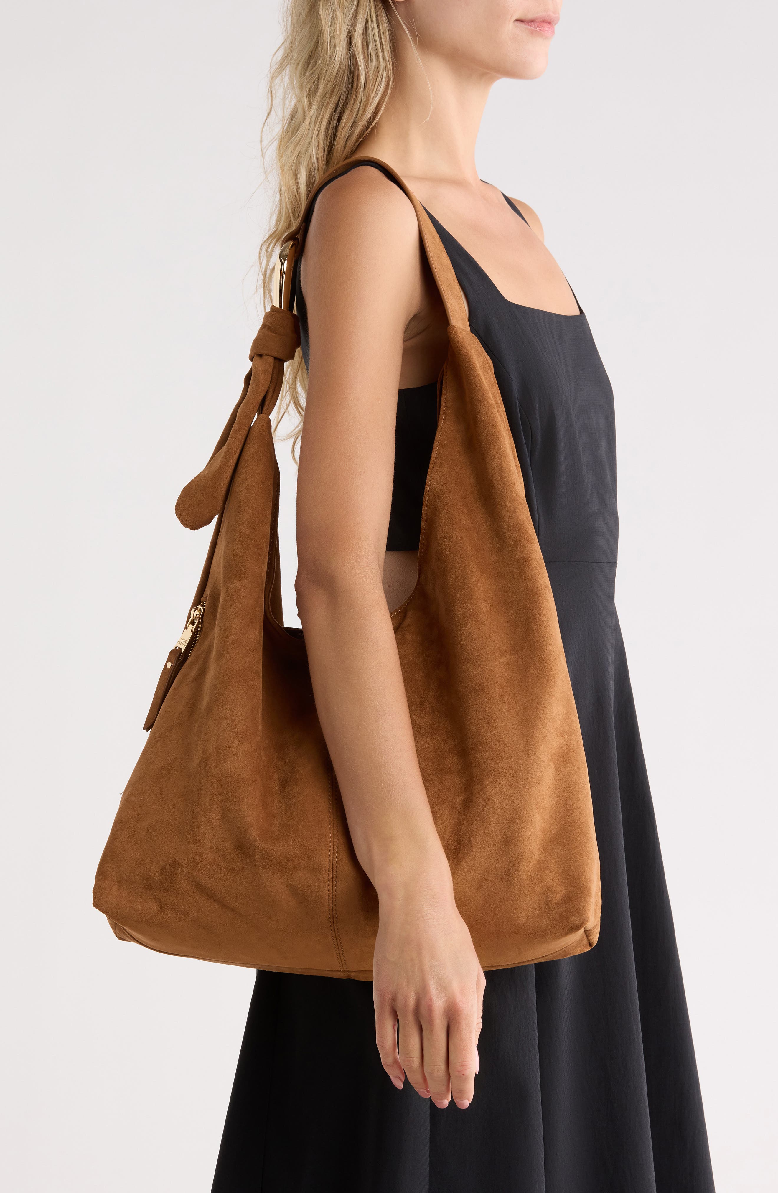 Bxena Hobo Bag & Pouch, Alternate, color, OCHRE FAUX SUEDE