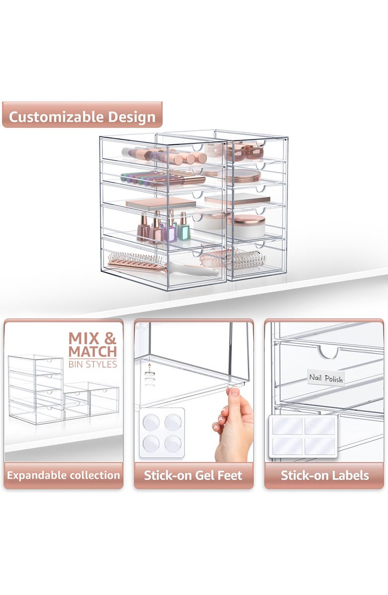 SORBUS Set of 2 Clear Acrylic Organizers, Alternate, color, Clear