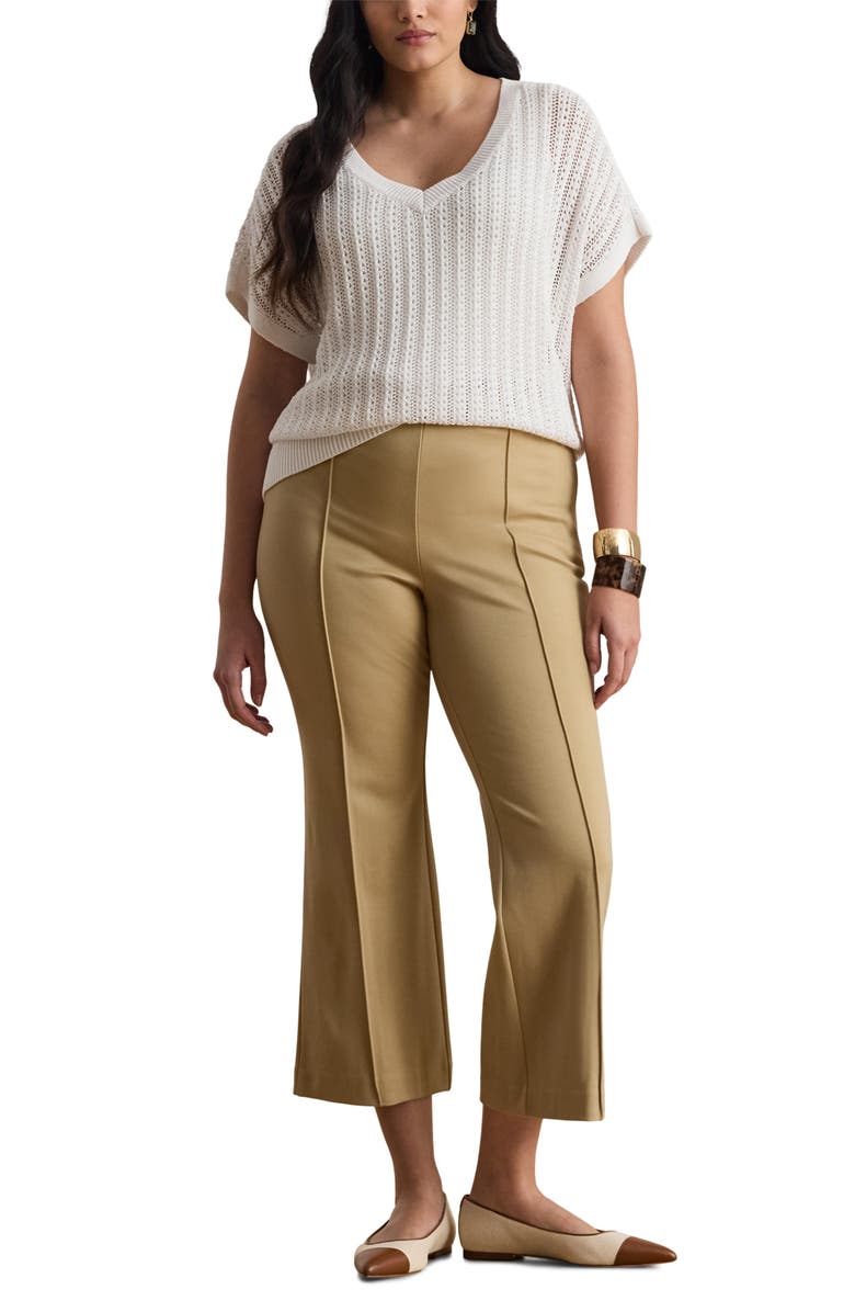 Lauren Ralph Lauren Ankle Flare Twill Pants, Alternate, color, Birch Beige