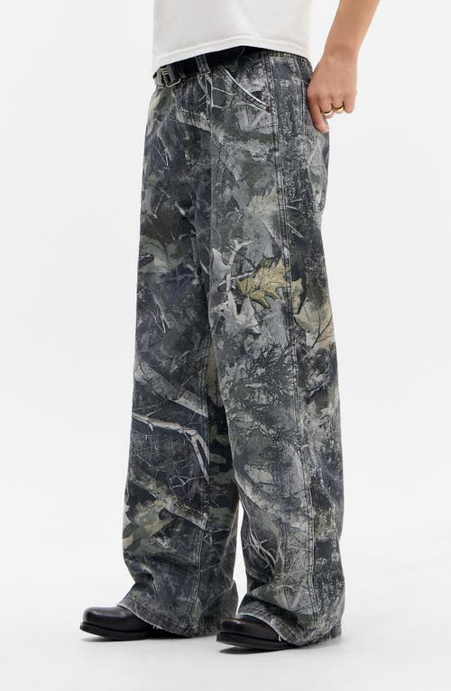Bdg Urban Outfitters Leaf Camo Wide Leg Jeans In Gray